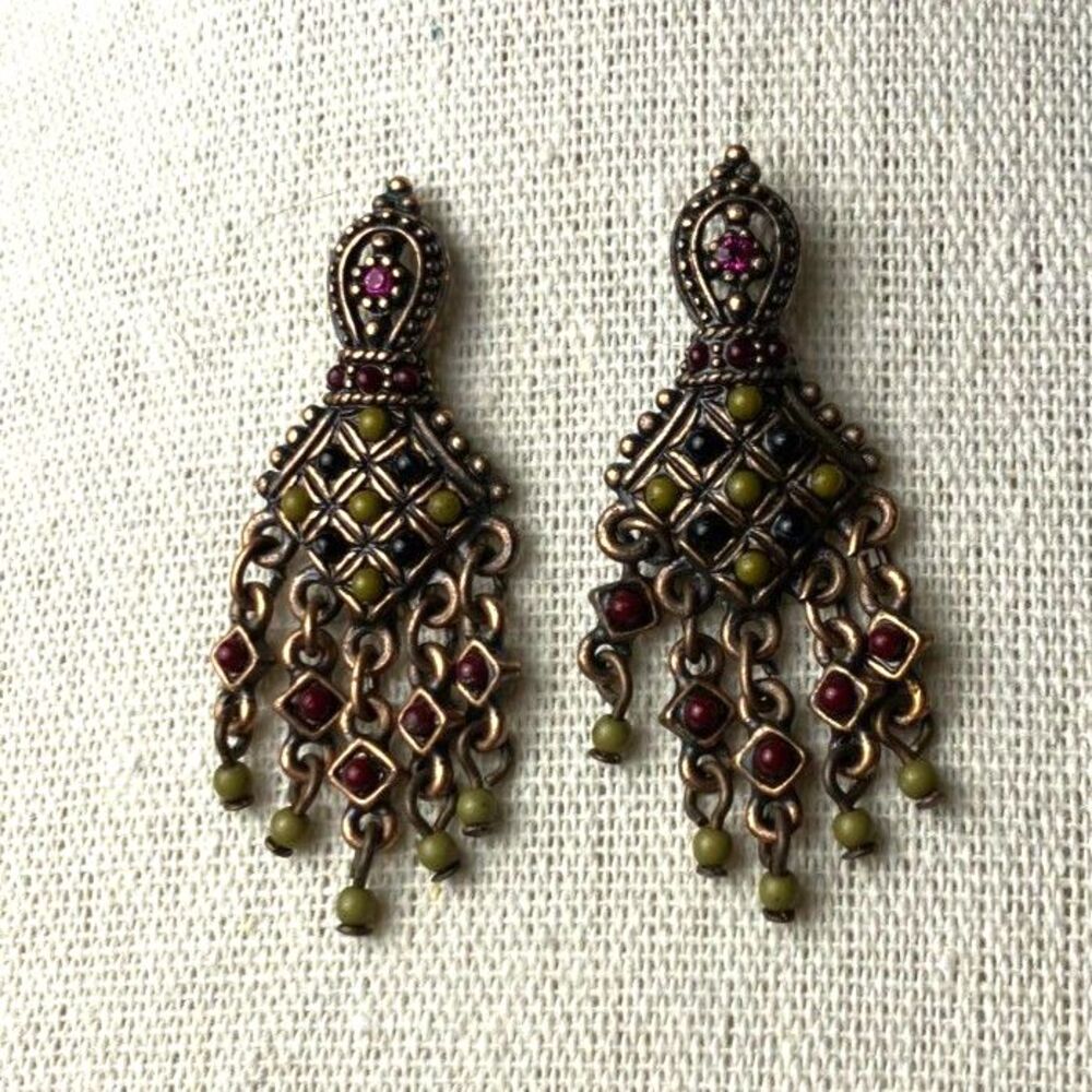 Colorful bronze earrings - Picture 3 of 3